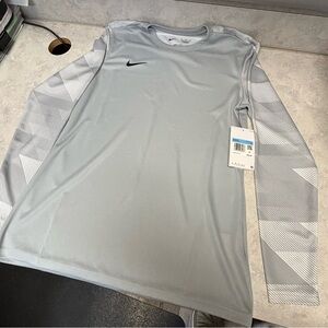 Nike Women’s Long-Sleeve Dri Fit/Mesh Back Shirt - Light Gray - Size Med - NWT